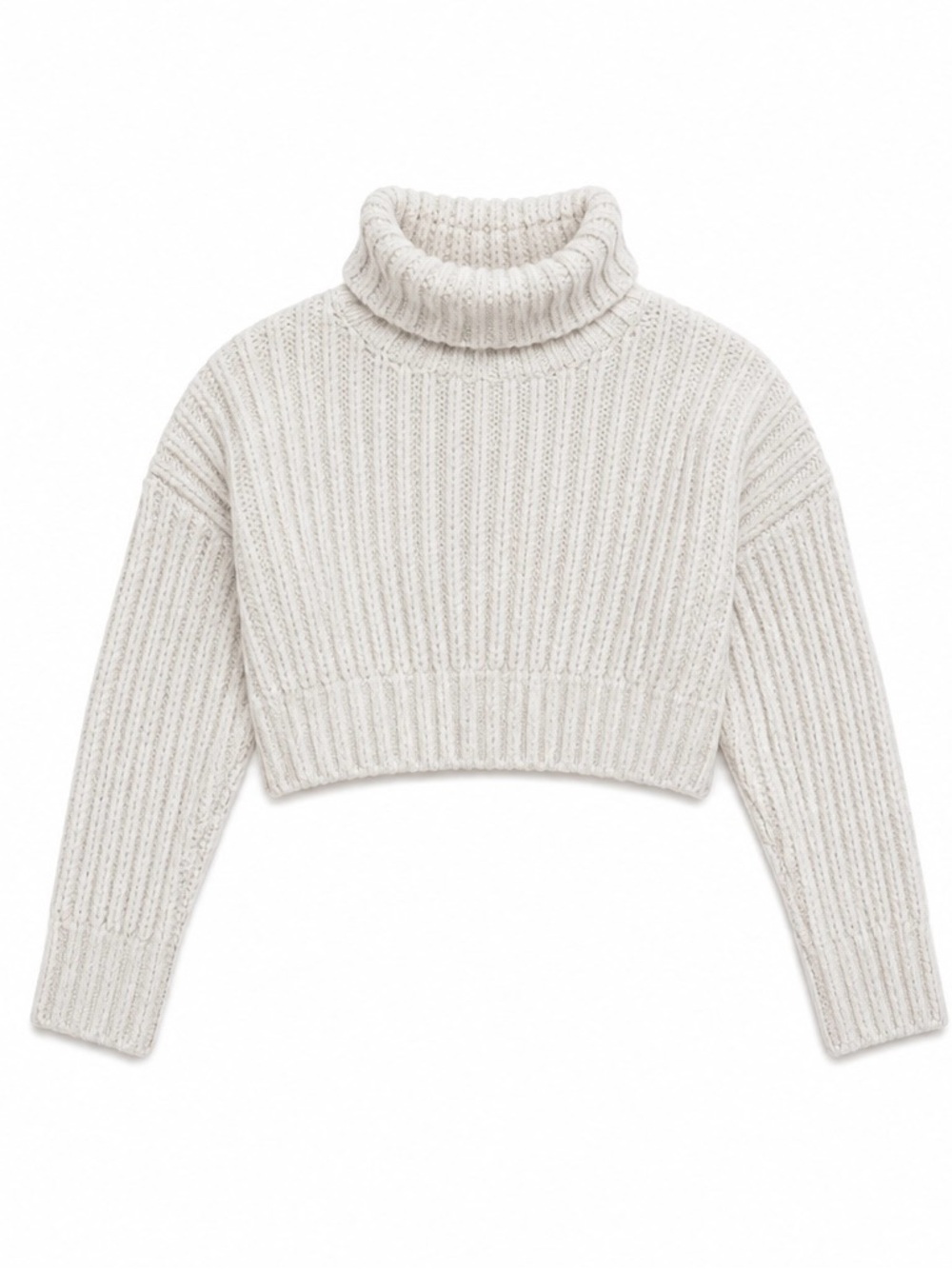 Brunello Cucinelli 90% Cashmere Cropped‎ Ribbed Turtleneck Sweater XS